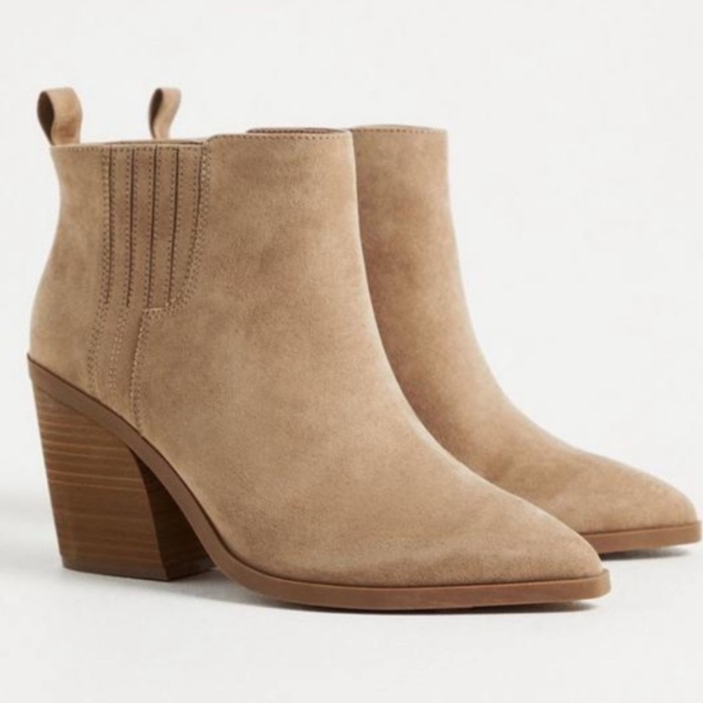 Torrid Chelsea Suede Heeled Bootie- Size 12 WW